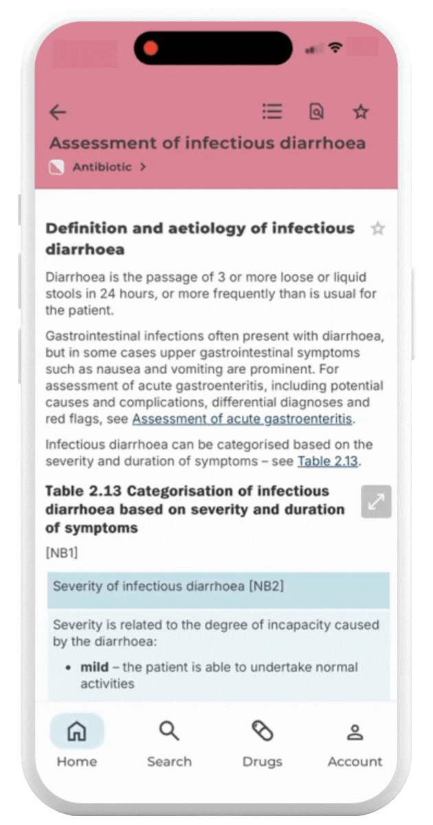 mobile app search within topics