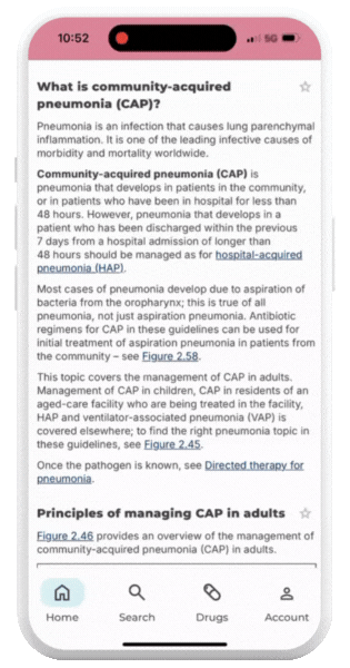 mobile app new table of contents within topics
