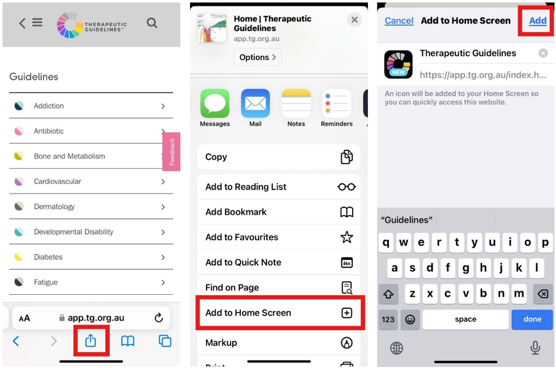 installing therapeutic guidelines app via web browser android